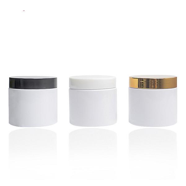 Wide Mouth PET Round Plastic Canisters 100ml Black Cosmetic Jars With Gold Lid