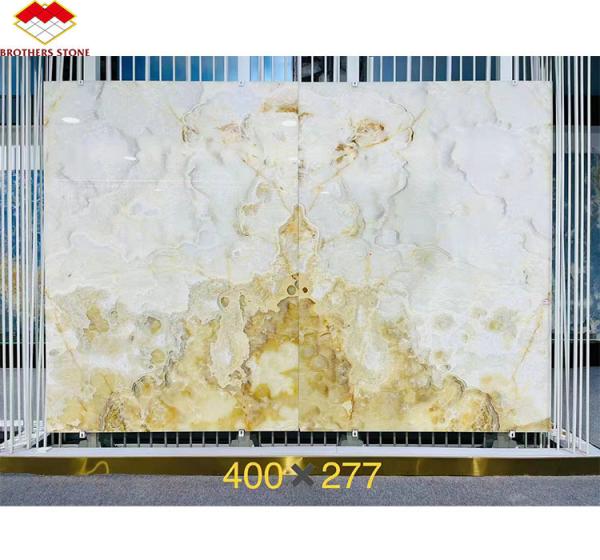 Cut-To-Size Polished Luxury Translucent White Onyx Marble Slab for Villa Wall Art Panel