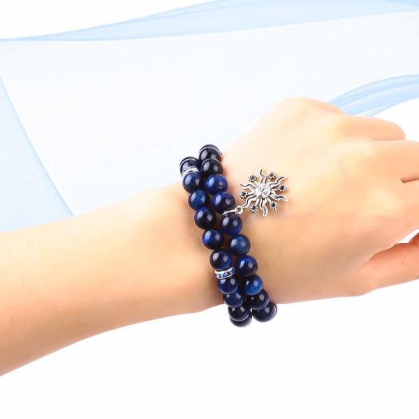 Эластичный круглый темно-синий 8 мм Тигровый глаз Драгоценный браслет Лечебная энергия Очарование Ювелирные изделия