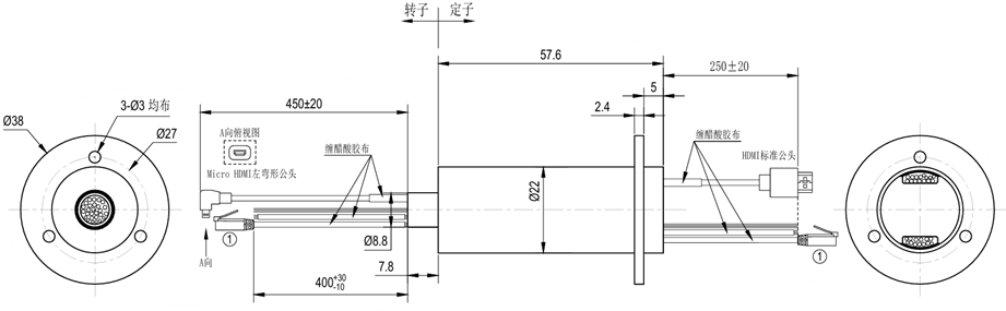 Medical Equipment 100BaseT Ethernet Slip Ring With 19 Pin HDMI / Ethernet Integration