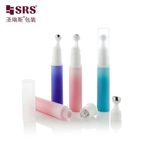 Green Colored Roller Bottle With Airless Pump Applicator 10ml 12ml 15ml Eye Care Packaging Manufacture