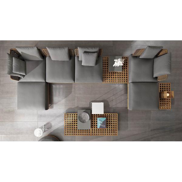 Power Coated Frame Modern Outdoor Rattan Rope Teak Wood Sofa Set for Garden Furniture