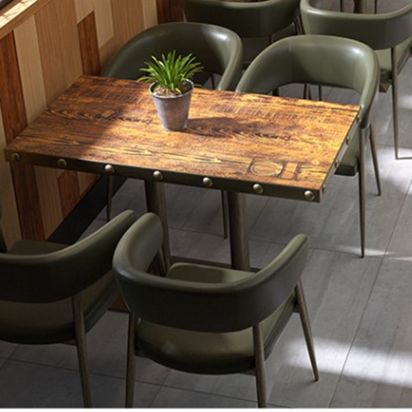 Industrial Style Booth Sofa Seating for Restaurant Hot Pot Shop Commercial Table Chairs Cafe Customized Dining Table and Chairs