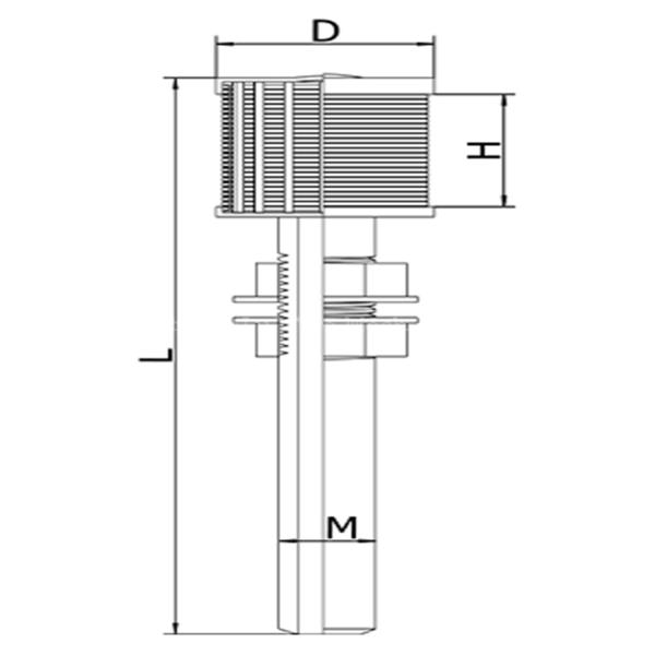 Long-handle Stainless Steel Watr Filter Nozzle Johnson Screen Mesh with Wedge Wire