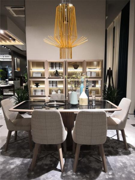 High end design furniture for Star hotel and Villa room used Restaurant table and fabric chairs by wood with marble top