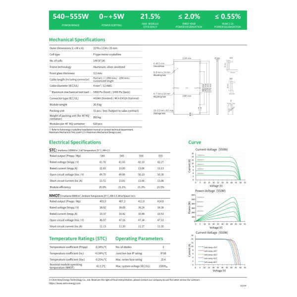 Астронергия 5Семь 540w 545w 550w 555w Солнечные батареи фотоэлектрические батареи для солнечных ферм
