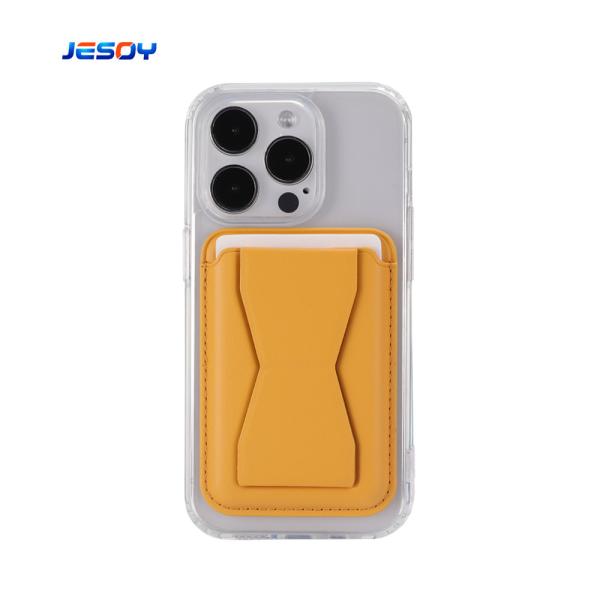Business Style Magsafe Phone Wallet Gold Brown Magnetic Card Holder For Phone