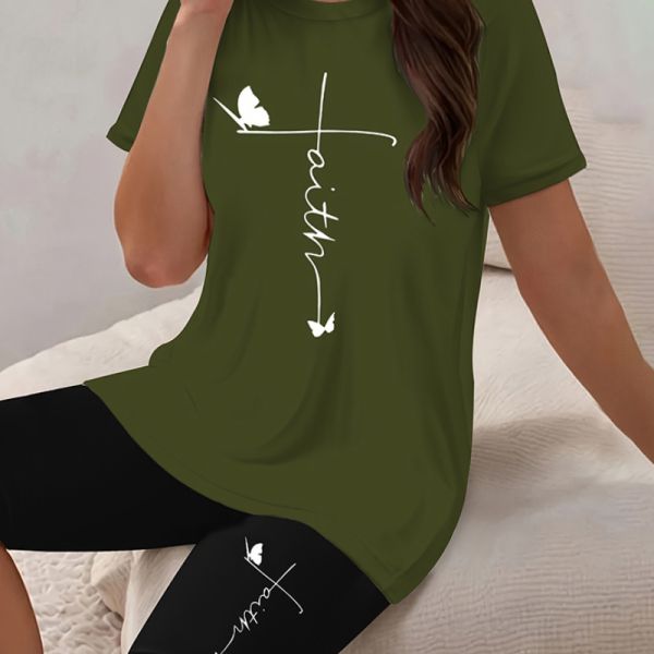 Solid Women Two Piece Outfits Short Machine Washable Casual Two Piece Set