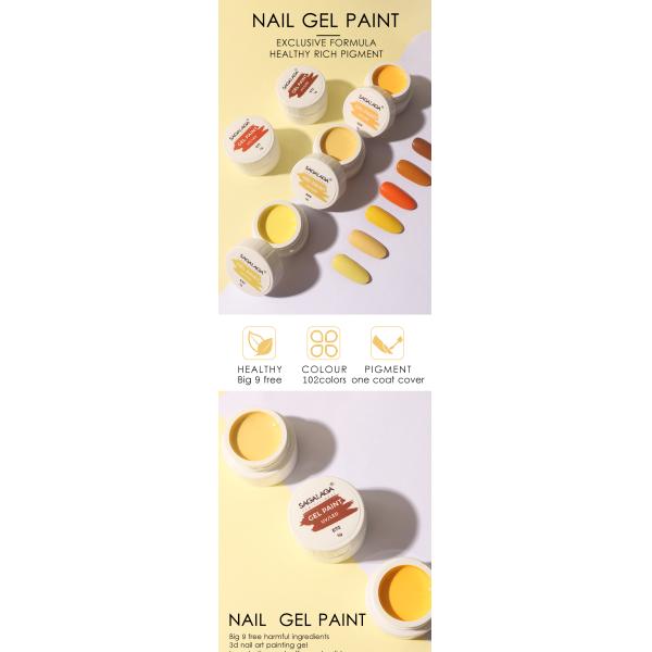 Private Label Multi Solid Gel Nails Paint UV LED Gel Painting Nail Pot Color Art Paint Jar Non-Toxic Material Type Free