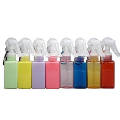 Screen Printing 100ml PET Square Shape Trigger Sprayer Bottle with Portable Mental Hook