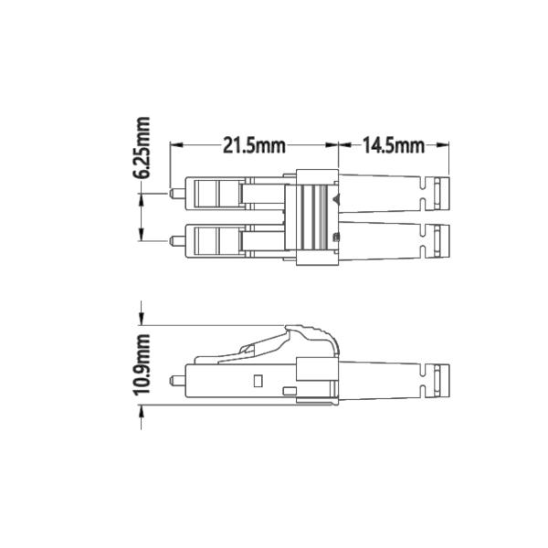Гибкого провода мультимодный 50/125 3.0mm LSZH оптического волокна LC-LC Aqua двухшпиндельного