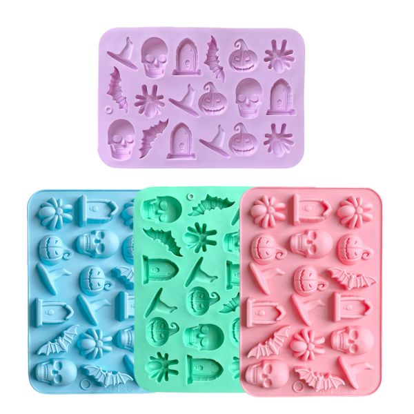 Disposable Eco-Friendly Silicone Halloween Chocolate Spider Skeleton Ice Tray Cake Tools Moulds Resin Mold Single Piece