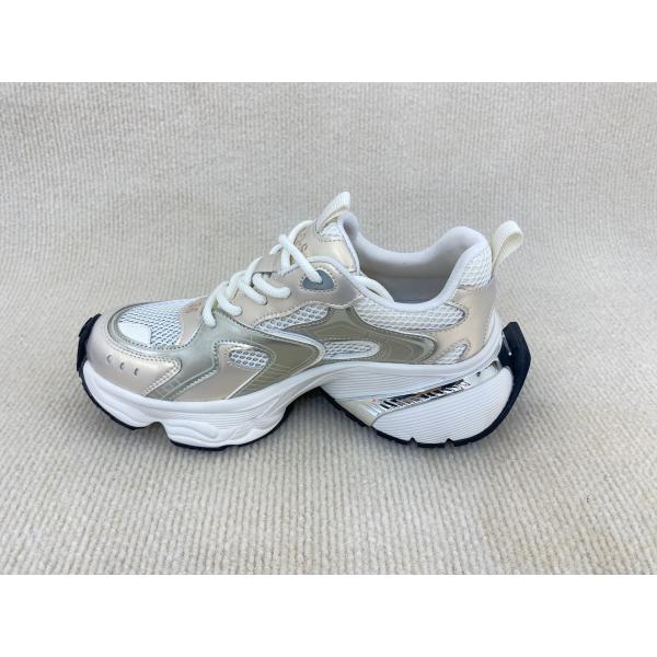 PU Outsole Women Gold Sneakers UK 2.5 - UK 7.5 Size White And Gold Sneakers