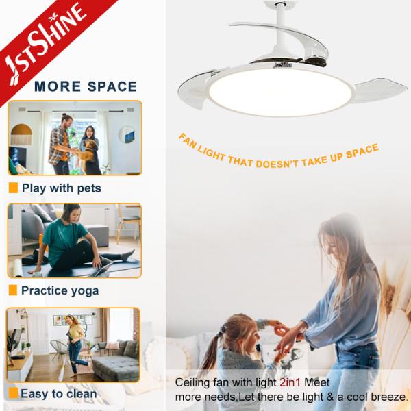 Economia de espaço Luz de ventilador de teto LED invisível com lâminas retráteis em estilo moderno