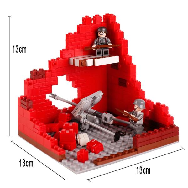 Military accessories series weapon cannon German soldier mini figure ww2 ruin building block