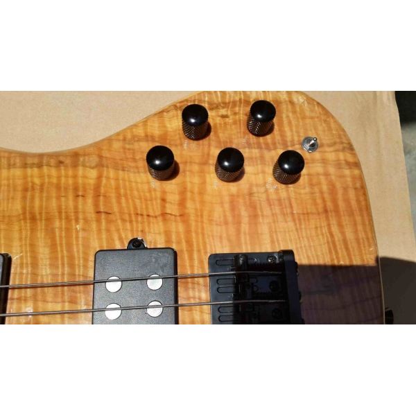 Flame maple 5 string electric bass guitar with ashwood body 20 tone position maple fingerboard free shipping