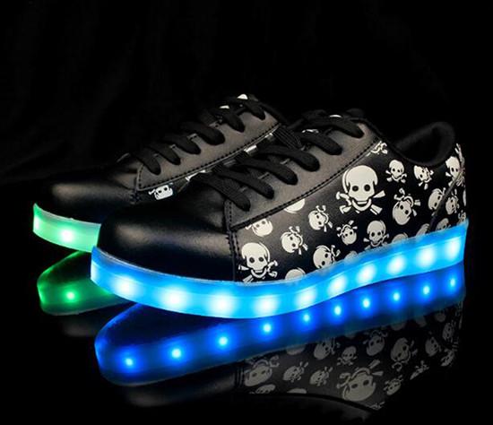 Kids Teenagers LED Light Up Sneakers Footwear Woven Fiber With Music