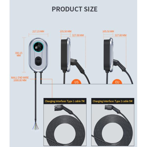Домашний тип 1 7kw 11kw 22KW Wallbox зарядная куча 32A EVSE APP OCPP 1.6 LAN WIFI EV зарядное устройство
