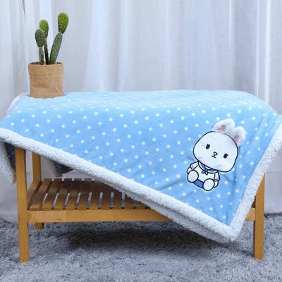 Baby Micro Flannel Heated Blanket Gift Embroidery Double Ply Fleece Blanket