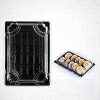 Container à emporter pour le sushi au saumon rectangulaire en plastique PET avec couvercle