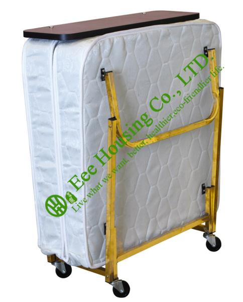 Hotel guest room 15cm mattress Beds  with Stainless steel titanium Bedstead