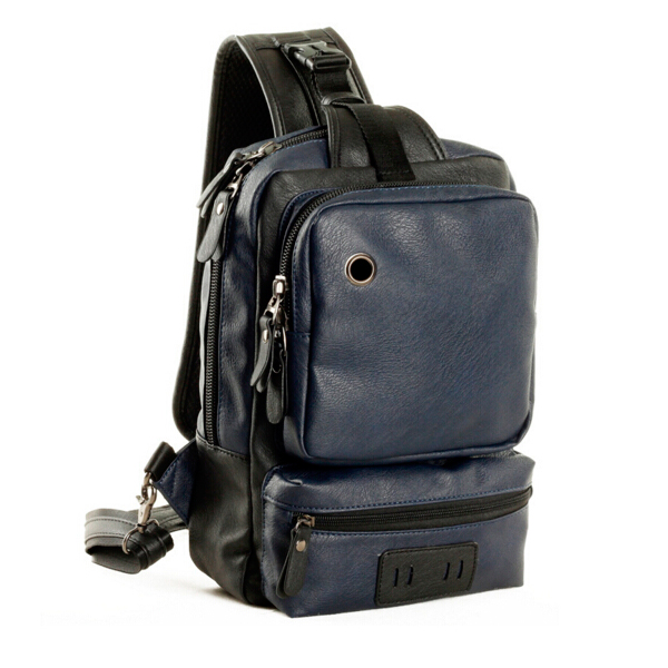 Men's PU Leather Backpack For iPad Outdoor Single Shoulder Rucksack
