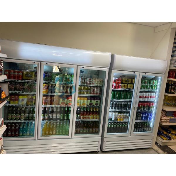 Three Door Beverage Showcase Commercial Upright Cooler Energy Drink Refrigerator