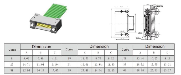250V Micro D Connectors Metal Jack Female Connector J63A-242-025-261-TH