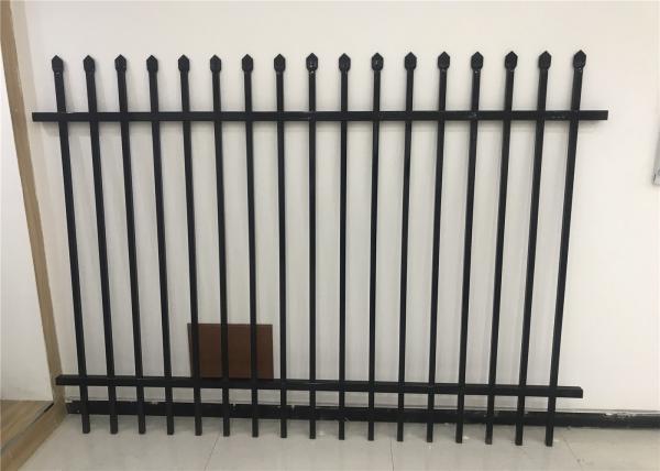 Aluminium or steel tubes then Akzo Nobel powder coated Diplomat Tubular Fencing Panels