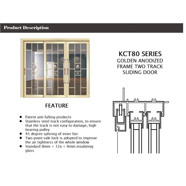 Golden Surface Aluminum Sliding Doors , Large Aluminium Sliding Doors ISO14001