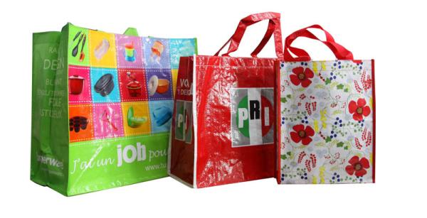 Waterproof 140g Red Flower Shining PP Shopping Bag With Nylon Handle, Customized Logo