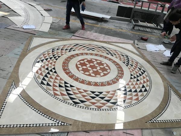 Water Jet Cutting Marble Floor Medallions Interior Luxury Pattern Design