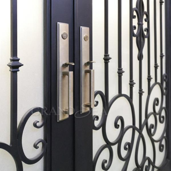 French Luxury Wholesale Security Entrance Exterior Front  Garage Wrought Iron Door with Double Door Design