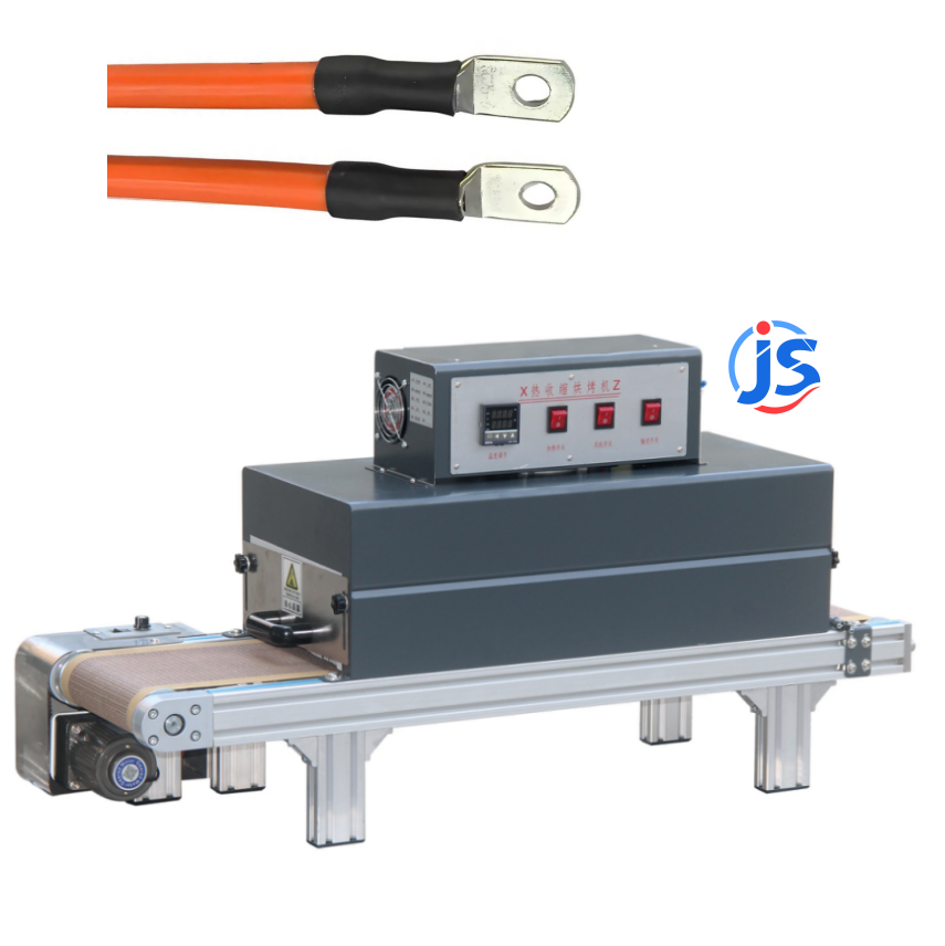 JunSheng Automatic Wire Medium Voltage Heat Shrink Tubing Machine with Far Infrared Heating Tube and High-Temperature Resistant Teflon Mesh Belt for 0 ~ 260 °C Heating Range