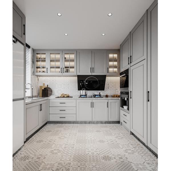 Hotel Modern Kitchen Cabinet with Stainless Steel Door Material and Lacquer Finish