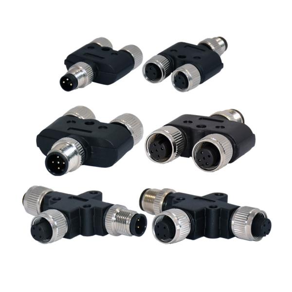 Tipo impermeável personalizado fêmea do Pin 2 de M12 8 a 1 adaptador masculino de Y do conector de M12 8 Polos para o cabo do divisor da forma de Y