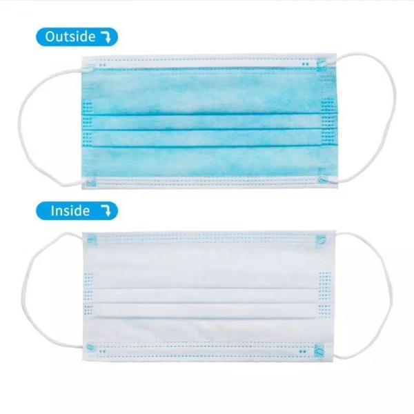 Disposable Blue Earloop Face Mask , Foldable 3 Ply Non Woven Fabric Mask