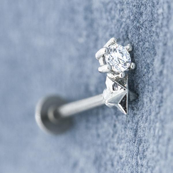 Joia perfurando baixa lisa 16G 8mm de Labret da estrela 316 de aço inoxidável