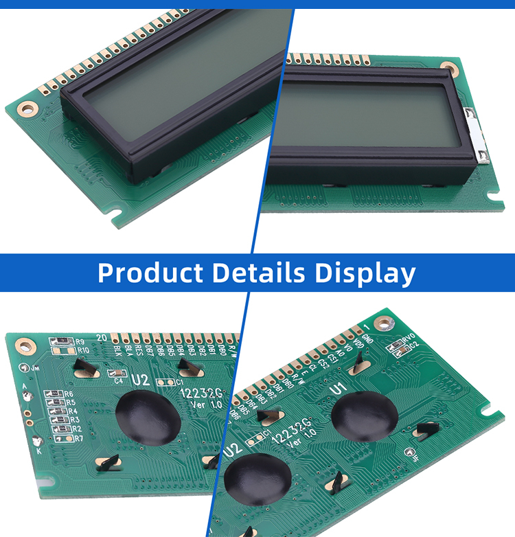 12232G Yellow Green Light Gray Film Lcm122X32 External Oscillator SBN1661G_M02 122 * 32 Dot Matrix Gray Film