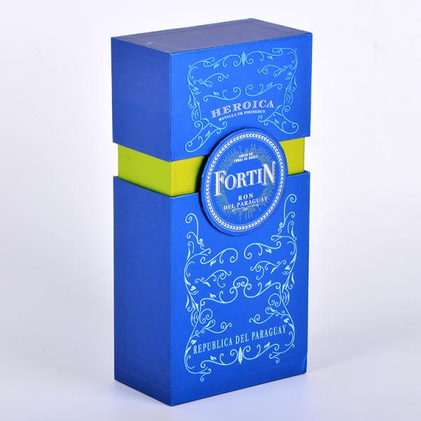Fancy Paper Luxury Packaging Boxes Cardboard Wine Glass Bottle Packing Brilliant Blue