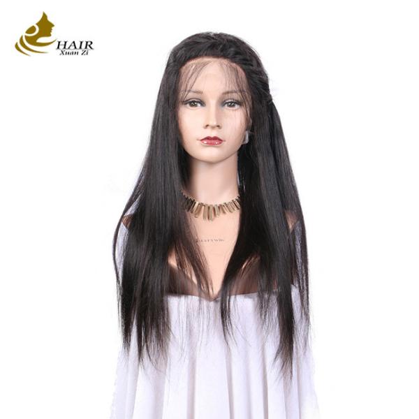 Customized Human Hair Front Lace Wig Natural Black Straight Human Hair Wig