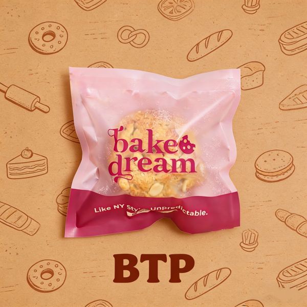 MOQ 100pcs Custom Cookies Packaging Bags with Heat Seal Top Snack Packaging Pouch with Logo Food Grade Plastic Bag