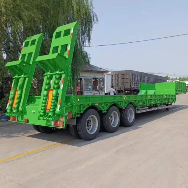 80/100tons 3/4 Axles Front Loading Hydraulic Detachable Gooseneck Lowbed Lowboy Trailer