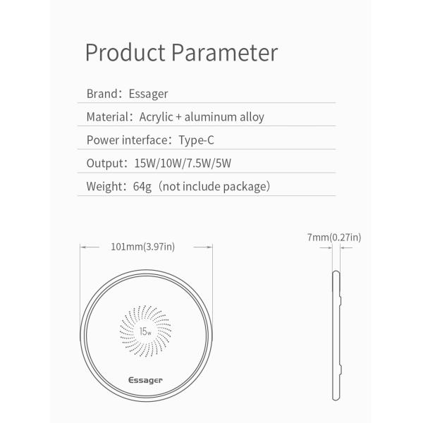Mirror Desktop Type C Wireless Charger 5W 7.5W 10W 15W Cargadores Para Celulares