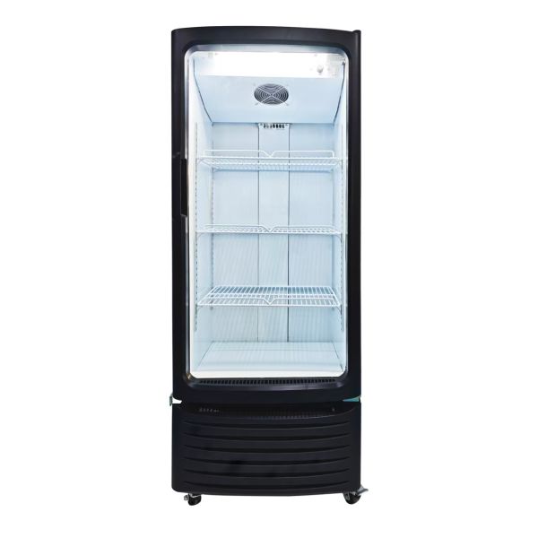 Supermarket Single Glass Door Commercial Display Cooler Upright Chiller Fan-Cooling Beverage Refrigeration Equipment