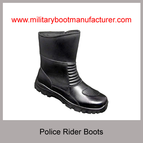 Wholesale China Military Grade Police Officer Rider Boots With Full Grain NAPPA Leather PU Rubber Dual Density Outsole