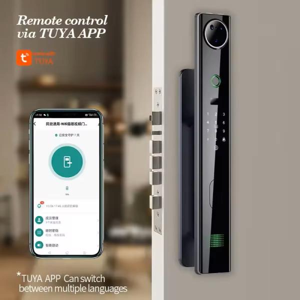 Glomarket Tuya Smart 3D Face Recognition Automatic Lock Cat Eye Biometric Fingerprint Digital Password Door Lock
