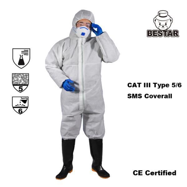 Disposable Non Woven Medical Coverall Suit Hospital Coveralls Type 5/6