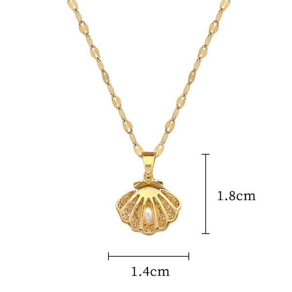 High Quality Bead and Shell Necklaces Waterproof 18K Gold Plated Pearl Shell Necklace With Pearls