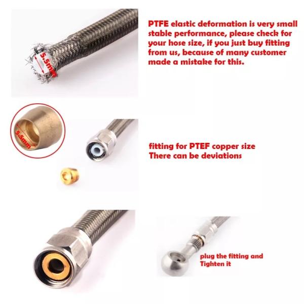 3/8 X 24 Stainless Steel Brake Pipe Fittings With Brass Olive Insert